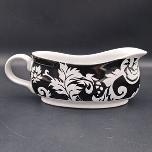 222 Fifth Black & White DAMASK Gravy Boat